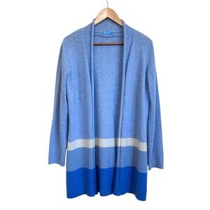 J McLaughlin Womens 100% Cashmere Duster Cardigan Size M Blue Striped
